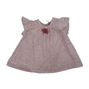 NWT Mi Le Bebe Pink Silver Stars Short Sleeve Dress Size 3 Months Girl's
